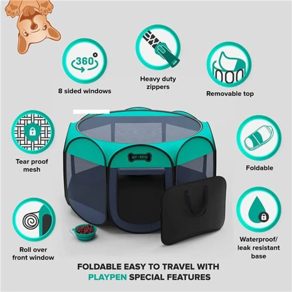Portable Foldable Pet Playpen Water-Resistant Removable Shade Cover, Medium